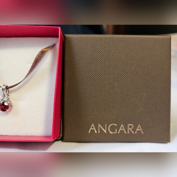 ANGARA Round Garnet Solitaire Infinity Knot Pendant in Sterling Silver, New✨️
